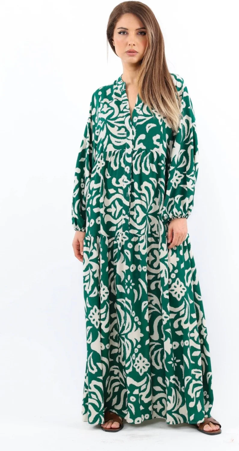Ritnice Floral Green Maxi Dress
