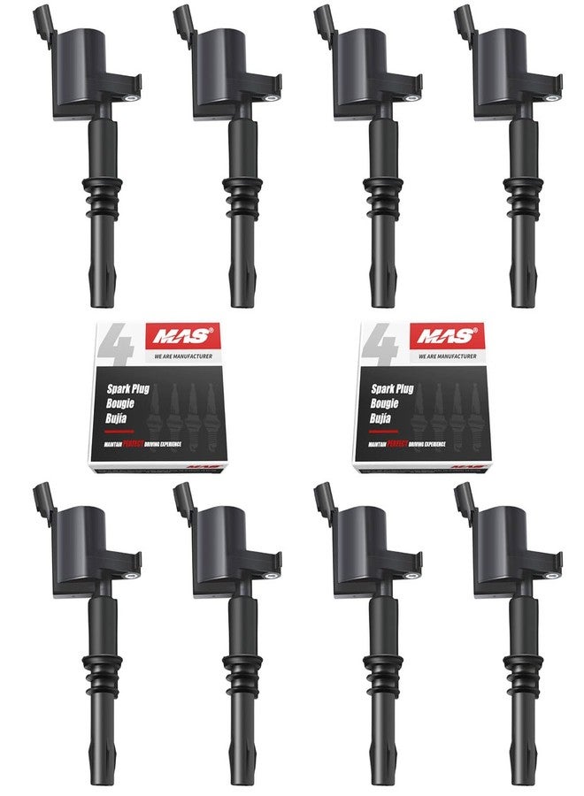 MAS Ignition Coils DG511 & SP515 SP546 Spark Plugs Compatible with Lincoln Expedition F150 F250 V8 5.4L Engine Sets of 8 - Image 1