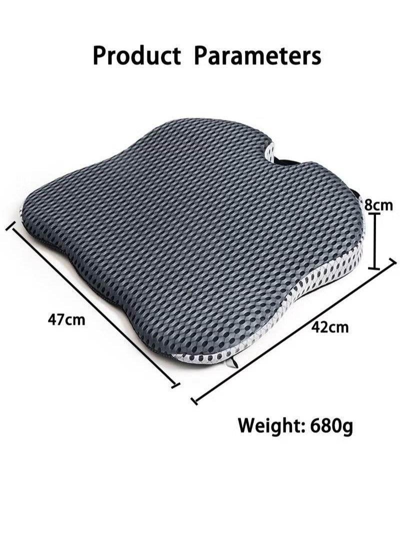 XiuWoo - 4D Mesh Covered Breathable Ergonomically Enhanced Seat Memory Foam Gray Seat Cushion Driving Car Seat Cushion Improves Vision Posture, grey - Image 1