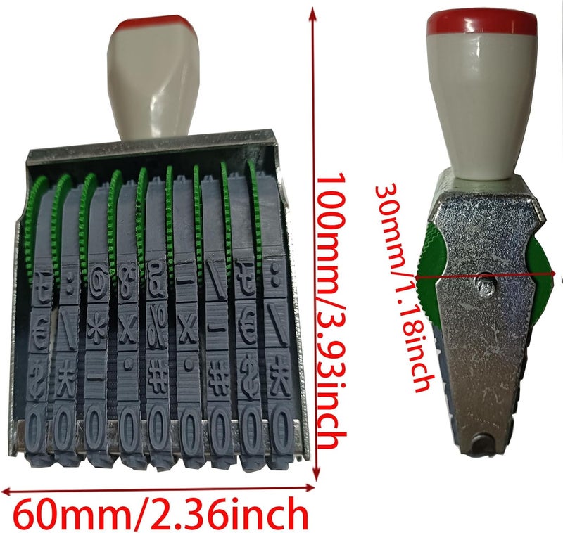 zeng 9 Digit Adjustable Number Stamp, with Number 0-9 and Symbols, Rubber Rolling Office Business Stamp, Supermarket & School Supplies, Multicolor - Image 2