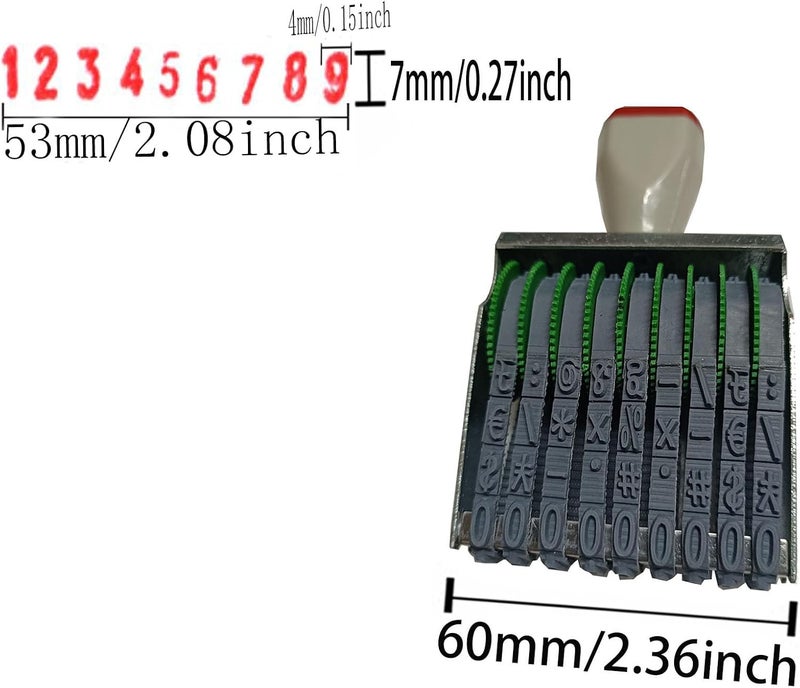 zeng 9 Digit Adjustable Number Stamp, with Number 0-9 and Symbols, Rubber Rolling Office Business Stamp, Supermarket & School Supplies, Multicolor - Image 3
