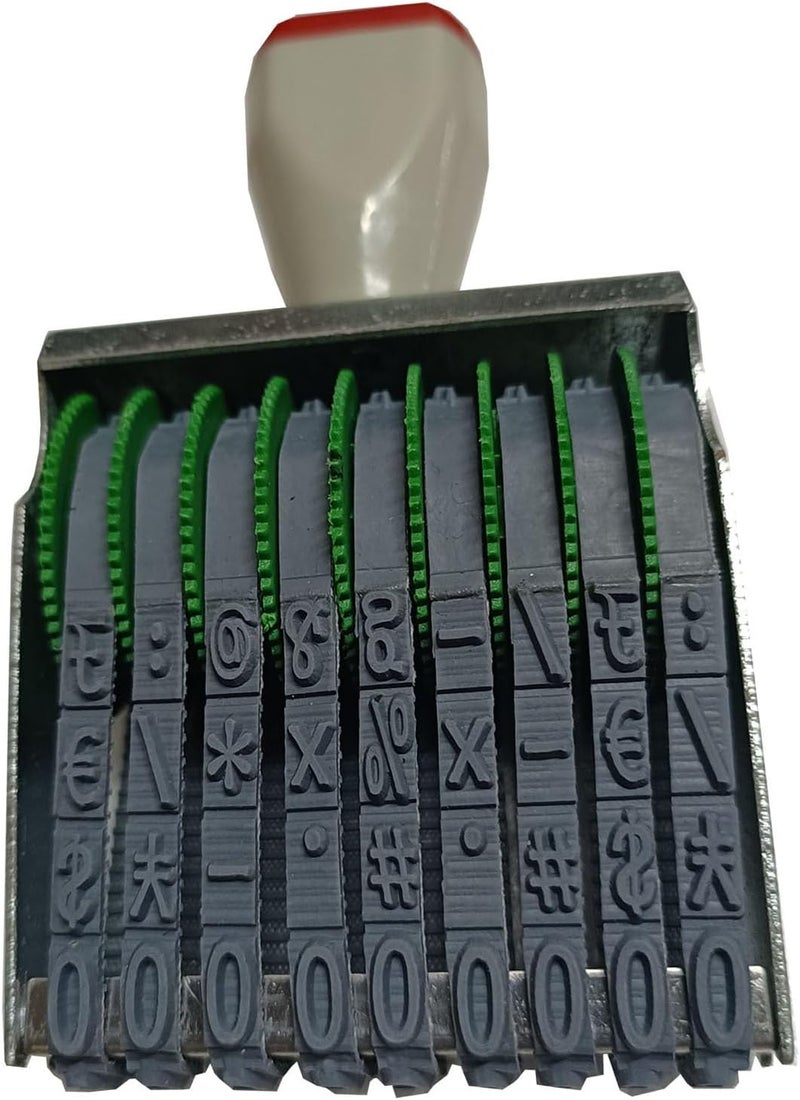 zeng 9 Digit Adjustable Number Stamp, with Number 0-9 and Symbols, Rubber Rolling Office Business Stamp, Supermarket & School Supplies, Multicolor - Image 1