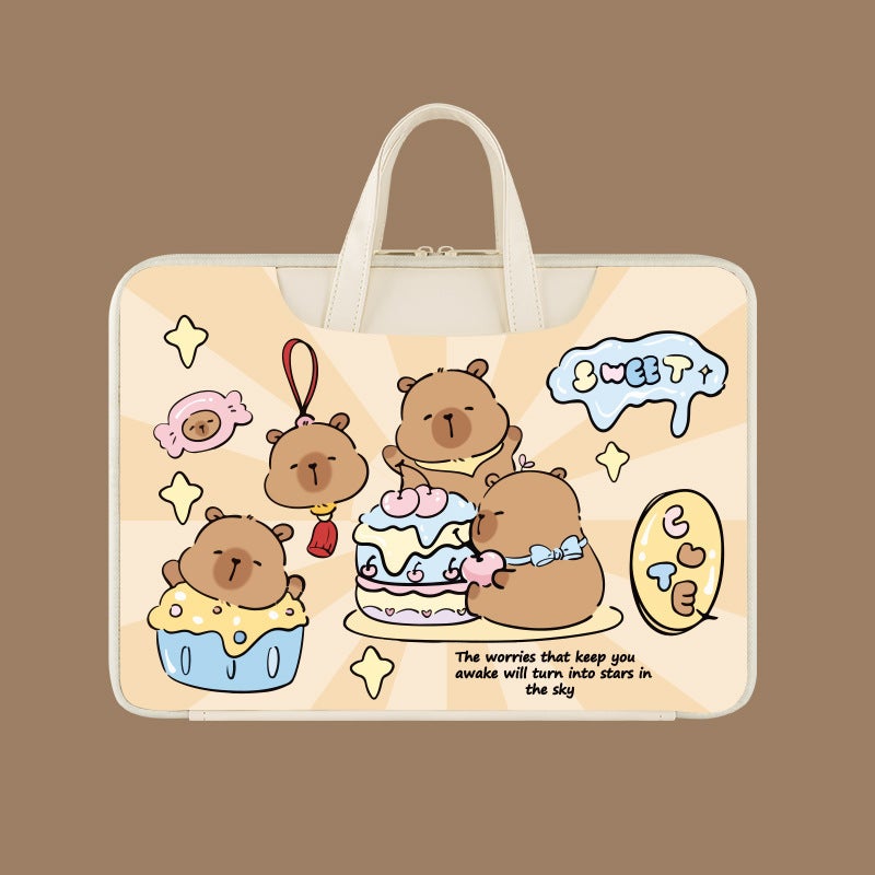 Waterproof Laptop Sleeve for 13-16 Inch Notebook, Shockproof Computer Bag with Luggage Strap, Cute Cartoon Carrying Case for Travel/School/Office, Fits MacBook/Dell/HP - Image 1