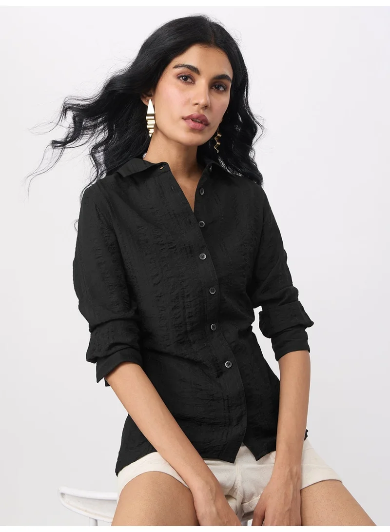 The Souled Store  Textured Shirt: Aura  | Best Price UAE