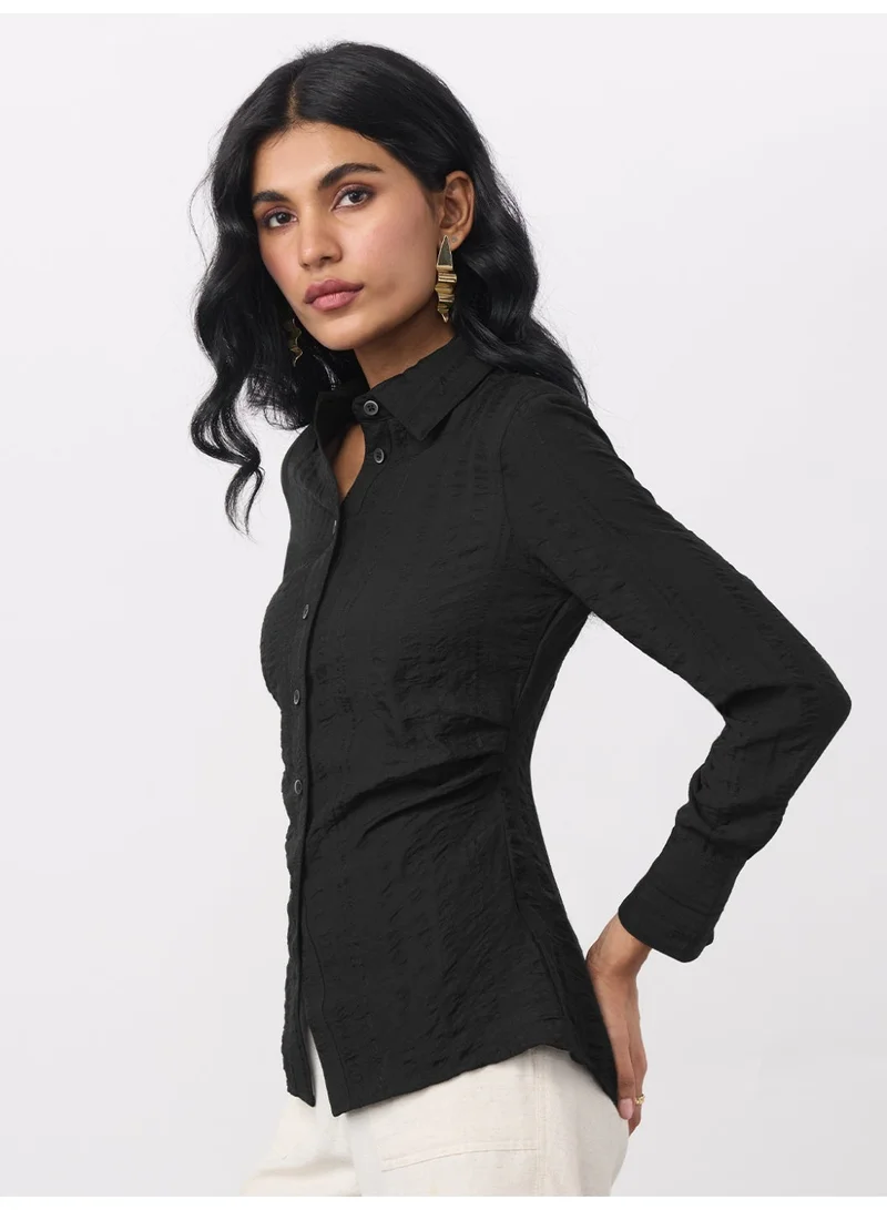 The Souled Store  Textured Shirt: Aura  | Best Price UAE