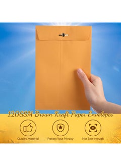 Teling 300 Pcs 6 X 9 Manilla Envelopes Clasp Envelope Kraft Catalog Envelope With Clasps Closure For Storing Mailing 28 Lb Kraft Paper Envelope For Office Document Business School Home (Yellow)  - Image 3