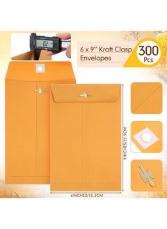 Teling 300 Pcs 6 X 9 Manilla Envelopes Clasp Envelope Kraft Catalog Envelope With Clasps Closure For Storing Mailing 28 Lb Kraft Paper Envelope For Office Document Business School Home (Yellow)  - Image 2