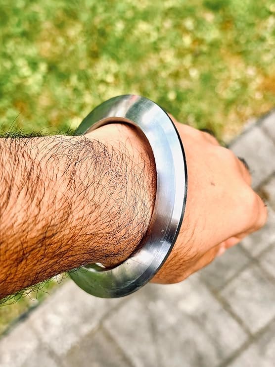 TEYRAH Chakri Style Kada Sarb Loh Punjabi Sikh Kara For Men Wrist Accessory Punjab Kara Sarbloh Pure Iron Kadha For Men Sikhism Accessory 200 Gram (Inner Diamater 6.5 CM) - Image 2