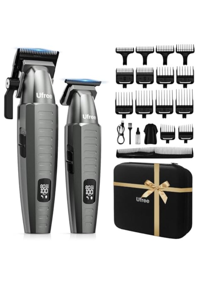 Ufree Professional Hair Clippers for Men with Bag Mens Clippers and Trimmers Set Barber Clippers Set Electric Beard Trimmer Gifts for Men Gray - Image 1