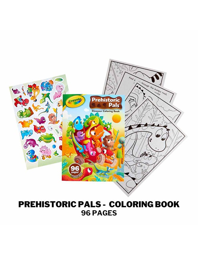 Crayola - Colorful Creations Trio Bundle 96 Page Prehistoric Pals Coloring Book 12 Colored Pencils, 24 Crayons - Image 1