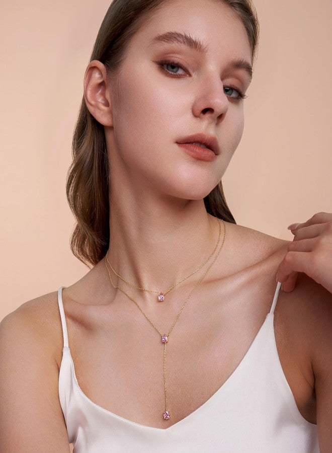 SNGIA Long 18K Gold Plated Blue Green Red Layered Pendant Necklace For Women (Emerald, Ruby, Seafoam, Sky, Sapphire), Dainty Statement Birthstone Necklace Jewelry Gifts., Brass, No Gemstone - Image 2