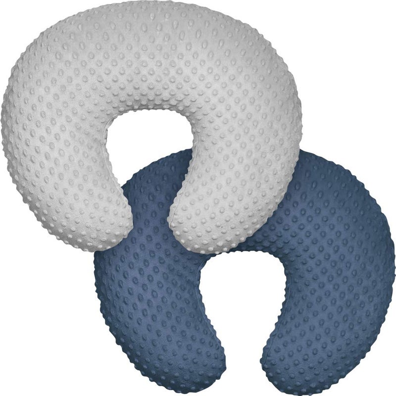 Tiblue Minky Nursing Pillow Cover Nursing Pillow Case Plush Breastfeeding Pillow Slipcover Fits Nursing Pillow Ultra Soft Snug for Infant Baby Boy Girl Machine Washable Breathable 2 PackGrey Navy