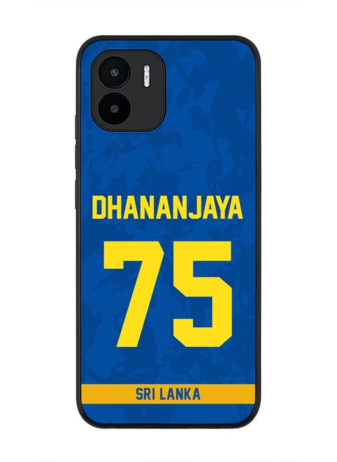 Rugged Black Edge Case for Xiaomi Redmi A1, Slim fit Soft Case Flexible thin Cover - Player Name - Dhananjaya de Silva, Jersey Number- 75
