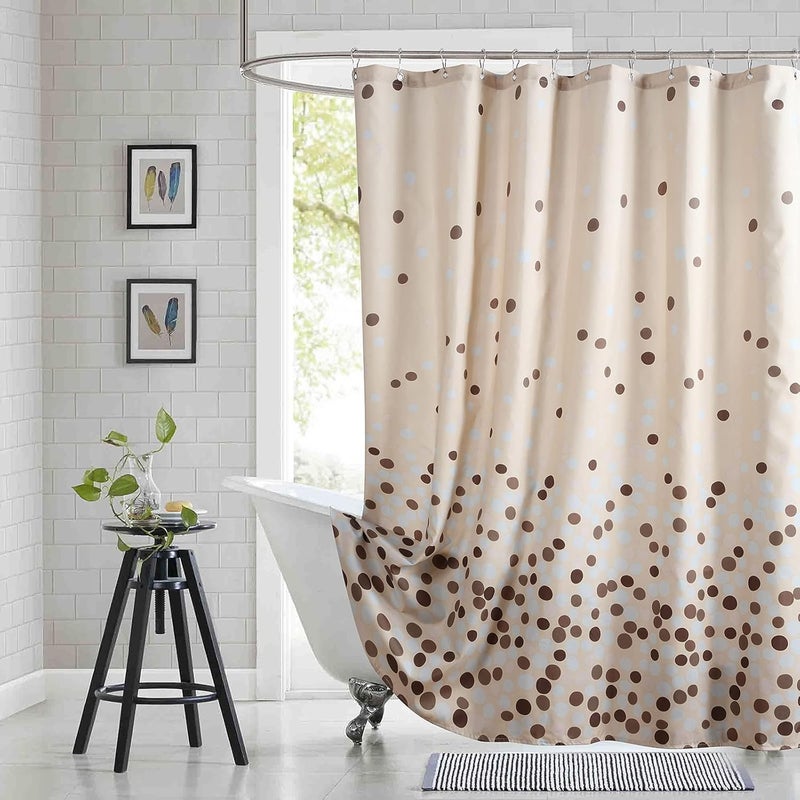 BESTRIPES Fabric Shower Curtain, Sand Khaki Brown Ombre Polka Dot Shower Curtains for Bathroom, Waterproof Bathroom Curtains, 72" W x 72" H - Image 1