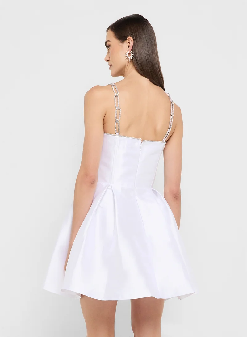 جينجر بوتيك eclat luxe diamante chain embellished skater dress