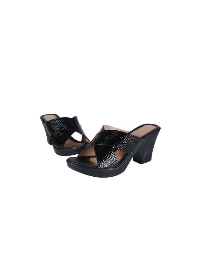 Michelle Morgan - 092-2425 Michelle Morgan Ladies Block Heel Sandals  19017-L12 Black 36 - Image 1