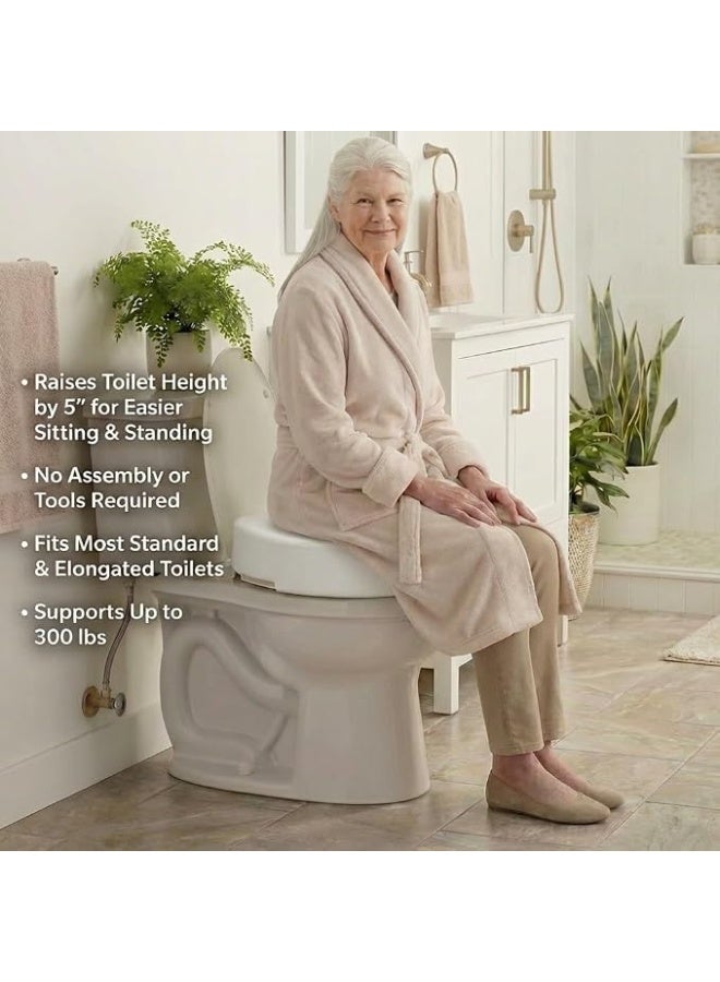 Raised Toilet Seat 5 Inch with Universal Fit, Elevated Bathroom Seat Riser with Secure Non-Slip Design, Comfortable Toilet Support for Daily Use - Image 2