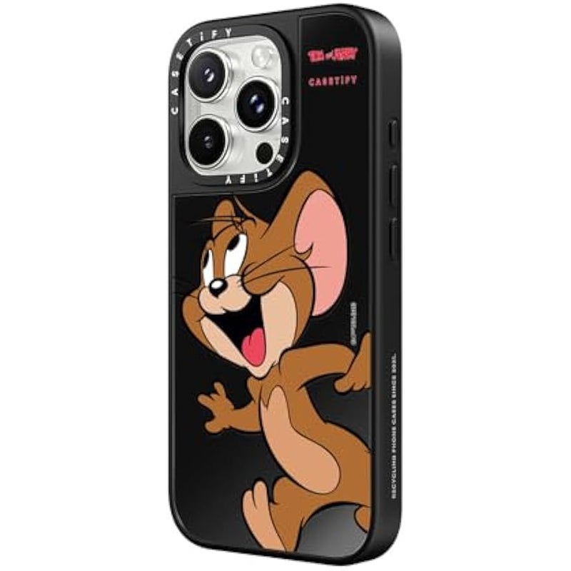Casetify Mirror Case for iPhone 16 Pro Max 【Tom and Jerry Colab/Reflective / 4.9ft Drop Protection/Compatible with Magsafe】 - Jerry Character - Black on Black - Image 4