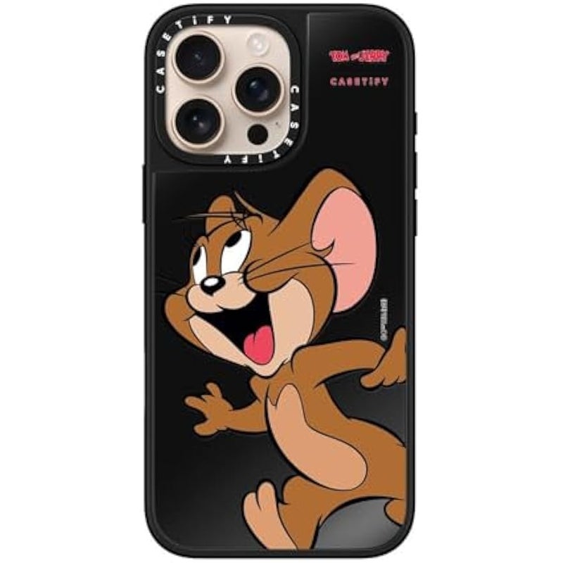 Casetify Mirror Case for iPhone 16 Pro Max 【Tom and Jerry Colab/Reflective / 4.9ft Drop Protection/Compatible with Magsafe】 - Jerry Character - Black on Black - Image 3