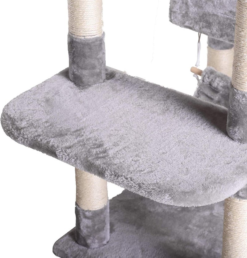 Cat Tree, Cat Tower Tree, Cat Scratching Post, Multi-Level Cat Climbing Activity Center Jumping Platform with Houses and Hammock for Indoor Cats Kittens Pets Play Rest Climb Sleeping (Grey B) - Image 5