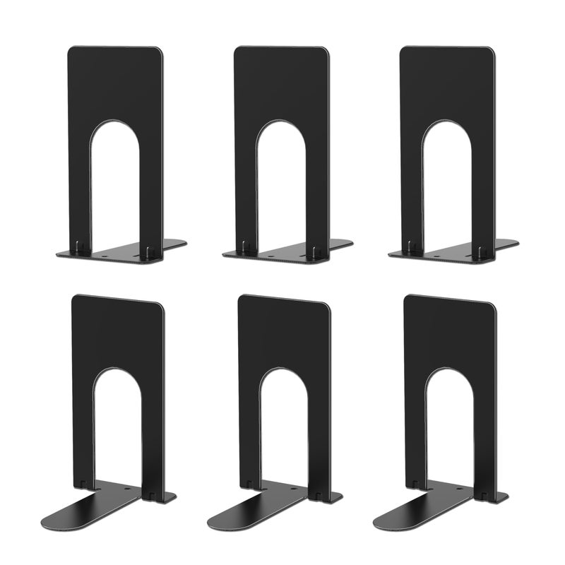 Optomni Book Ends 3 Pairs of Small Bookends for Shelves 39 x 28 52 in Black Metal Book Stopper Sturdy Book Holders for Home Office 6 Pcs Small