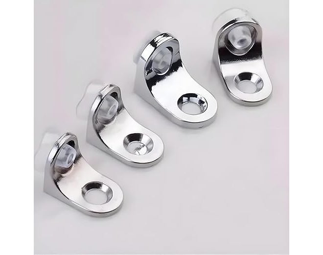 HEADLY SS Edge Clamp L Shape Right Angle Glass Panel Shelf Clamp Holder Stainless Steel Shelf Button Bracket Support with Suction Cup & Screw (Pack of 50) - Image 1