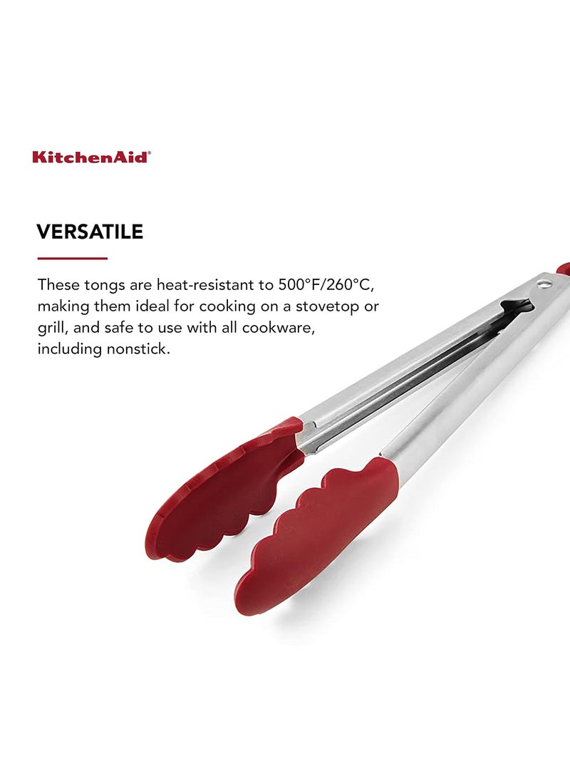 KitchenAid KitchenAid Silicone Stainless Steel Tongs 1026Inch Red  - Image 3