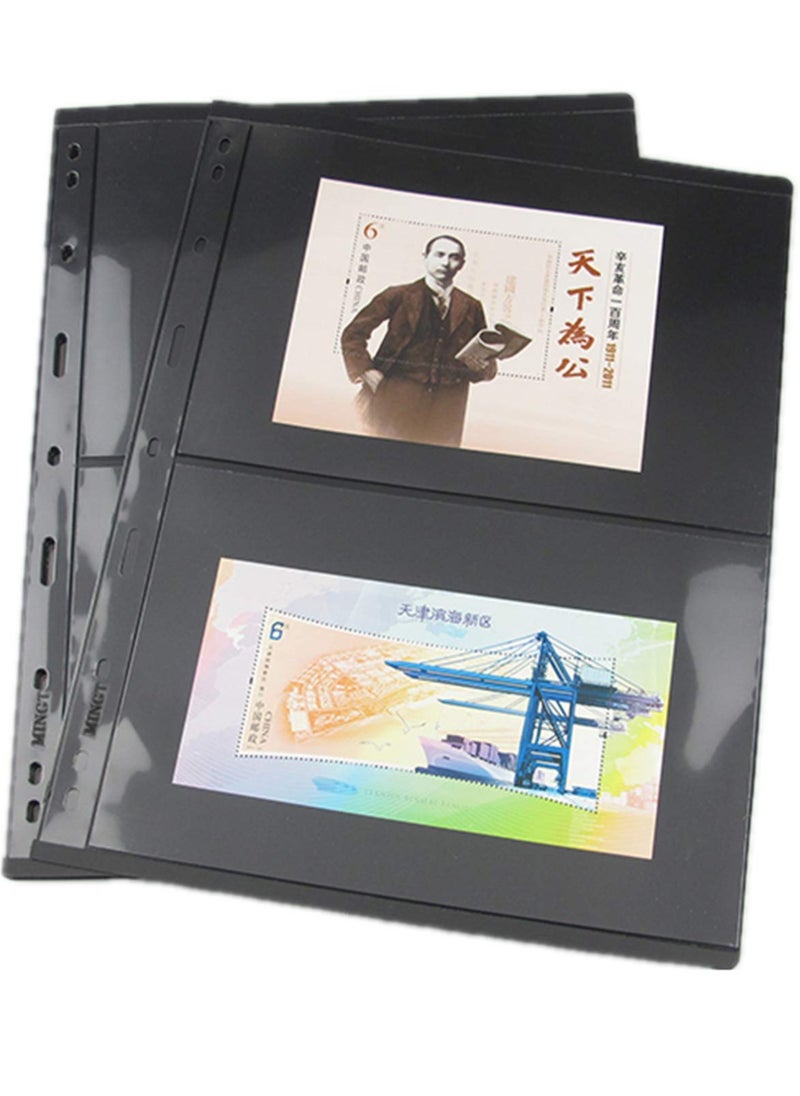 SYOSI - Stamp Pages for Stamp Album Binder, 10 Sheet (20 Page) 2 Rows Pages for Stamp Collectors, Professional Pack (2 Rows) Banknote Collection Book Coin Book, Coin Collection Book, Stamp Book Paper Pages - Image 1
