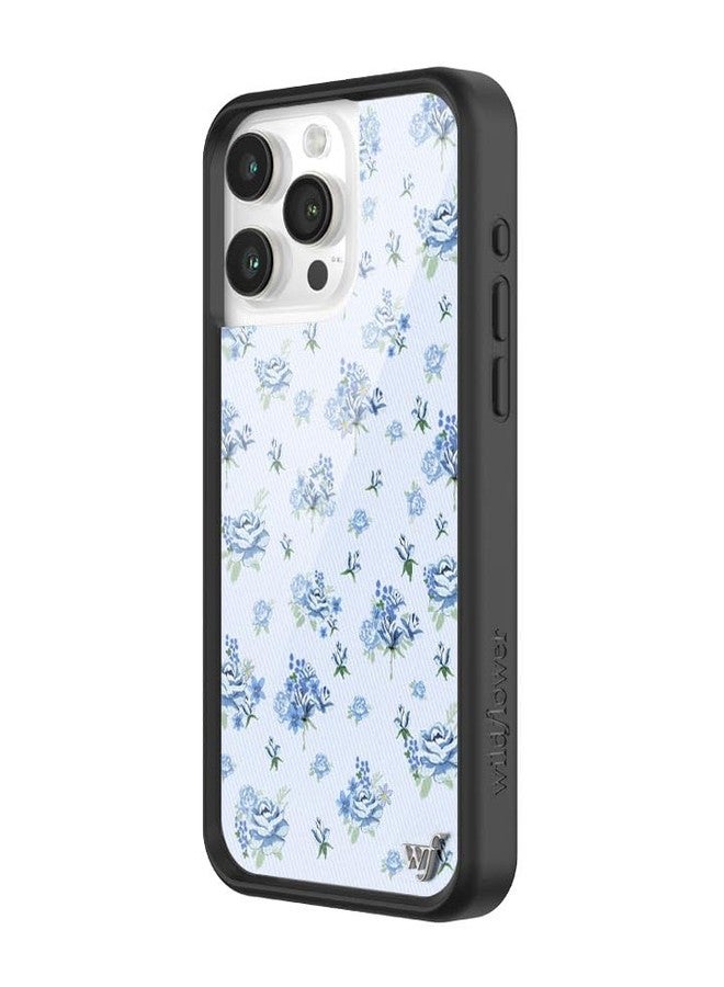 Wildflower Cases - Forget Me Not Floral Case, Compatible with Apple iPhone 15 Pro Max | Blue, Floral, White, Coquette - Protective Black Bumper, 4ft Drop Test Certified, Women Owned Small Business - Image 2