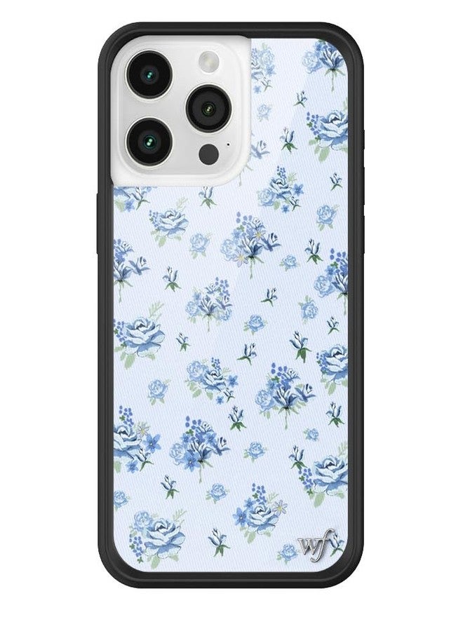 Wildflower Cases - Forget Me Not Floral Case, Compatible with Apple iPhone 15 Pro Max | Blue, Floral, White, Coquette - Protective Black Bumper, 4ft Drop Test Certified, Women Owned Small Business - Image 1