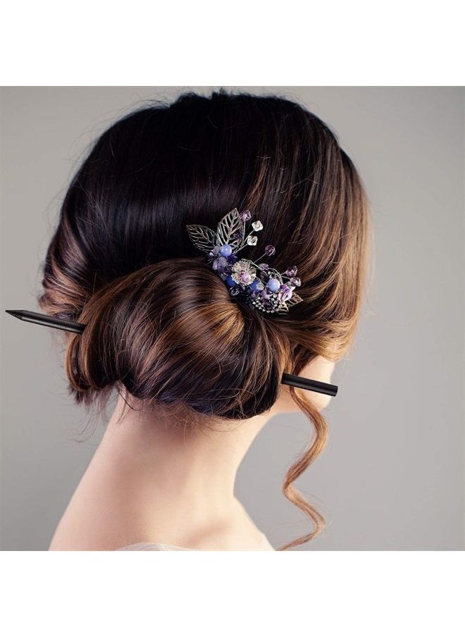 Chuangdi - 40 Pieces Vintage Wood Hair Sticks Pencil Hair Sticks Chopstick Hair Clip Long Hairpins, Chinese Hair Chopsticks for Women and Girls Bun Hairstyles Decorative Holder, Black - Image 1