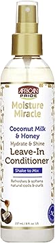 African Pride Moisture Miracle LeaveIn Conditioner LeaveIn Cream And Miracle 5 Essentail Oils For Hair To Strength Protect Set Coconut Oil Honey Chococlate Coconout Oil And Milk - Image 2