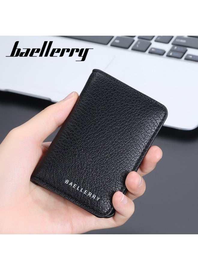 بايلليري محفظة جلدية جديدة للرجال ، بتصميم عالي الجودة بسيط وجوي ورجعي. يحتوي على محفظة متعددة فتحات على نمط ليشي ، وحقيبة بطاقة صغيرة خفيفة الوزن ومحمولة ، ومحفظة حامل بطاقة رقيقة. - Image 2