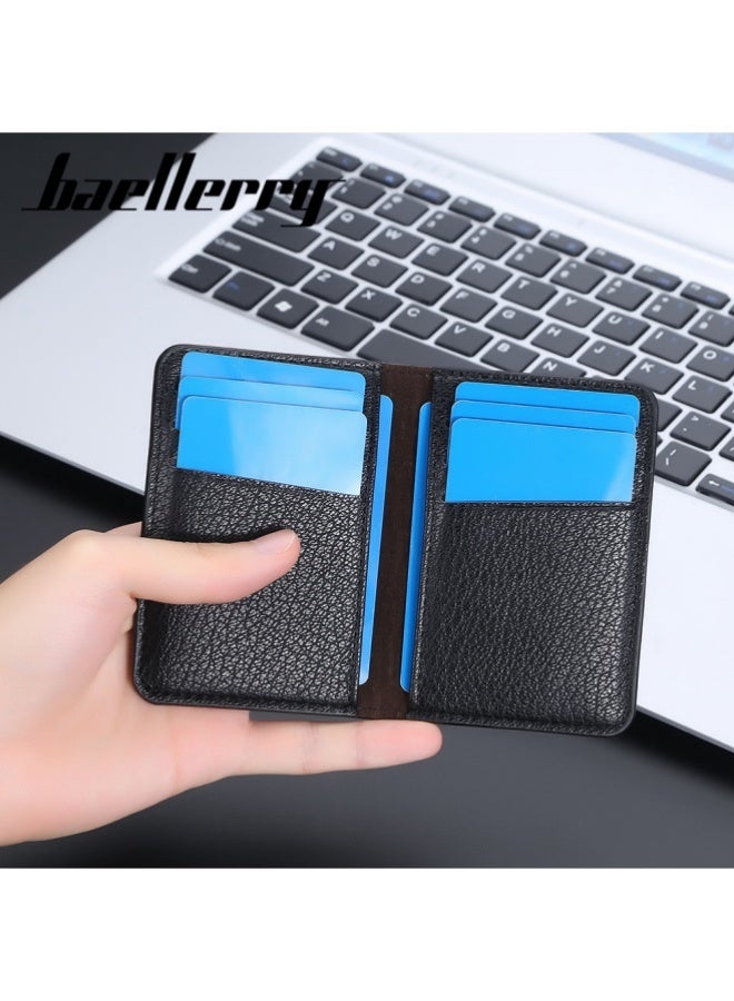 بايلليري محفظة جلدية جديدة للرجال ، بتصميم عالي الجودة بسيط وجوي ورجعي. يحتوي على محفظة متعددة فتحات على نمط ليشي ، وحقيبة بطاقة صغيرة خفيفة الوزن ومحمولة ، ومحفظة حامل بطاقة رقيقة. - Image 3