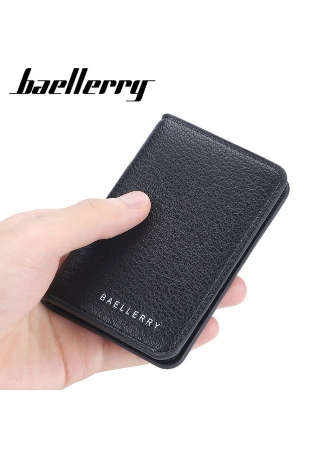 بايلليري محفظة جلدية جديدة للرجال ، بتصميم عالي الجودة بسيط وجوي ورجعي. يحتوي على محفظة متعددة فتحات على نمط ليشي ، وحقيبة بطاقة صغيرة خفيفة الوزن ومحمولة ، ومحفظة حامل بطاقة رقيقة. - Image 1