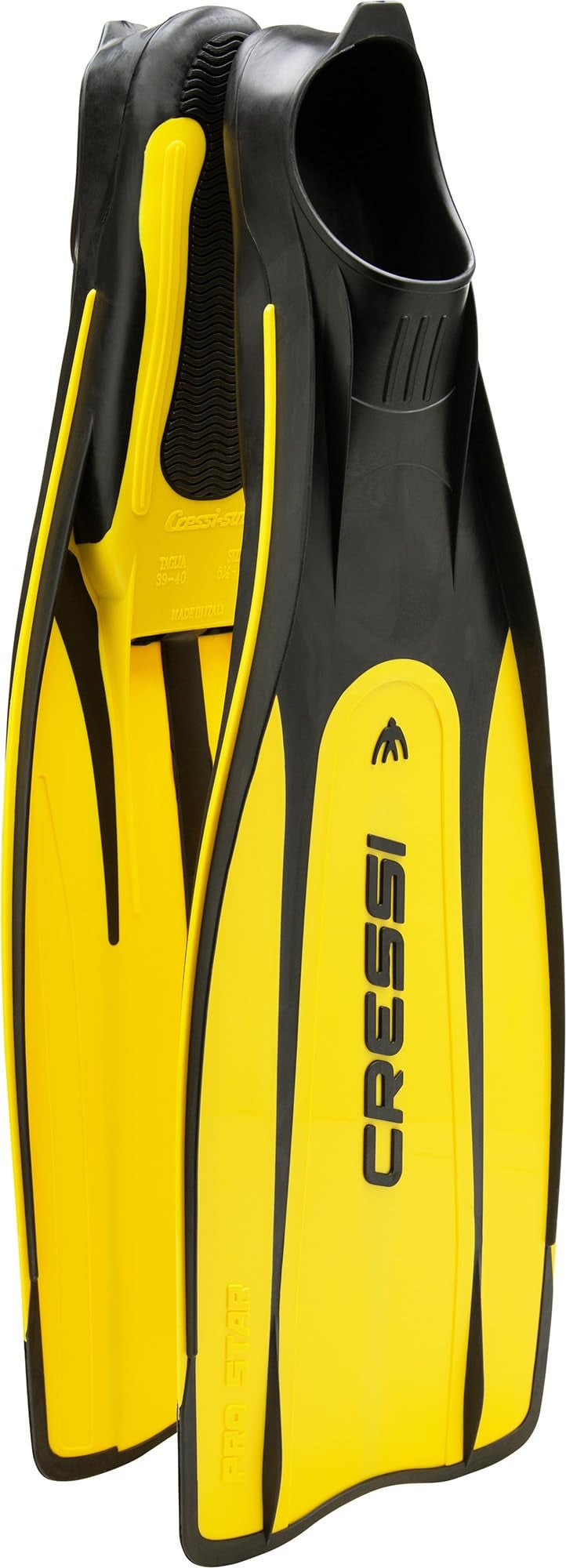 Cressi Pro Star Full Foot Pocket Fins Yellow 4142 - Image 2