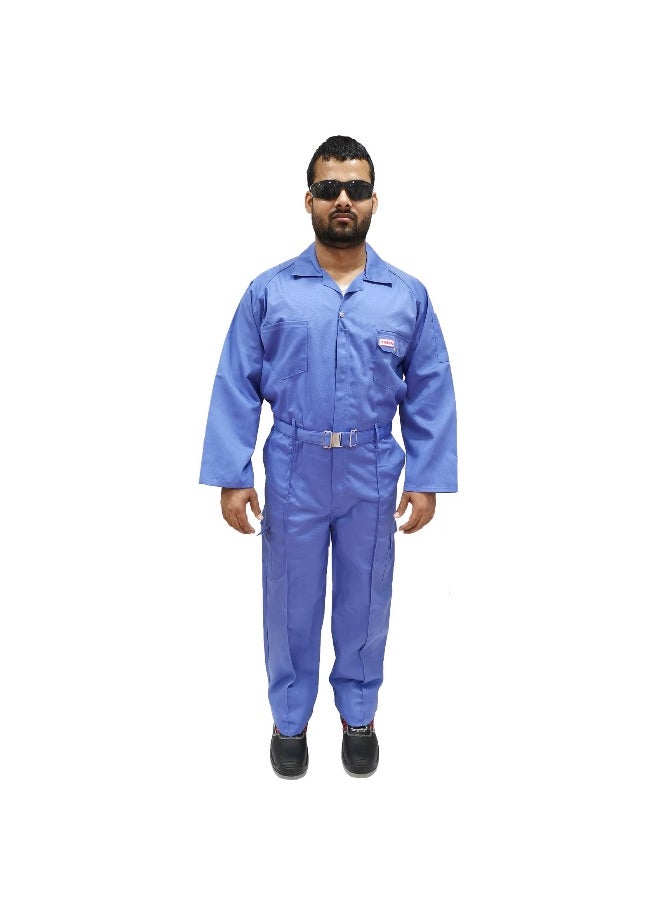 TAHA - Safety Protective Workwear Coverall - Twill Fabric, Full-Body Industrial Suit, Breathable Fabric for Construction & Hazardous Environments, Petrol Blue, Size-M - Image 1