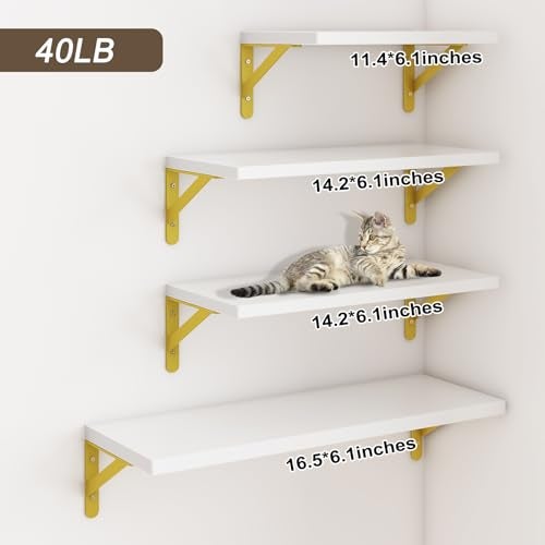 YGEOMER White Shelves for Wall, Different Sizes Wall Floating Shelves for Living Room, Bathroom, Bedroom, Kitchen, Home Decor (Set of 4) - Image 4