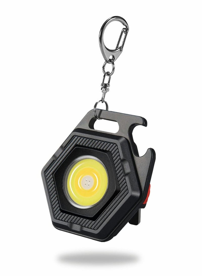Small COB Flashlight, USB Rechargeable 7 Light Modes/Rotating Bracket/Magnet Base / IPX4 Waterproof Bright Keychain Portable Pocket Flashlight for Camping, Walking  - Image 1