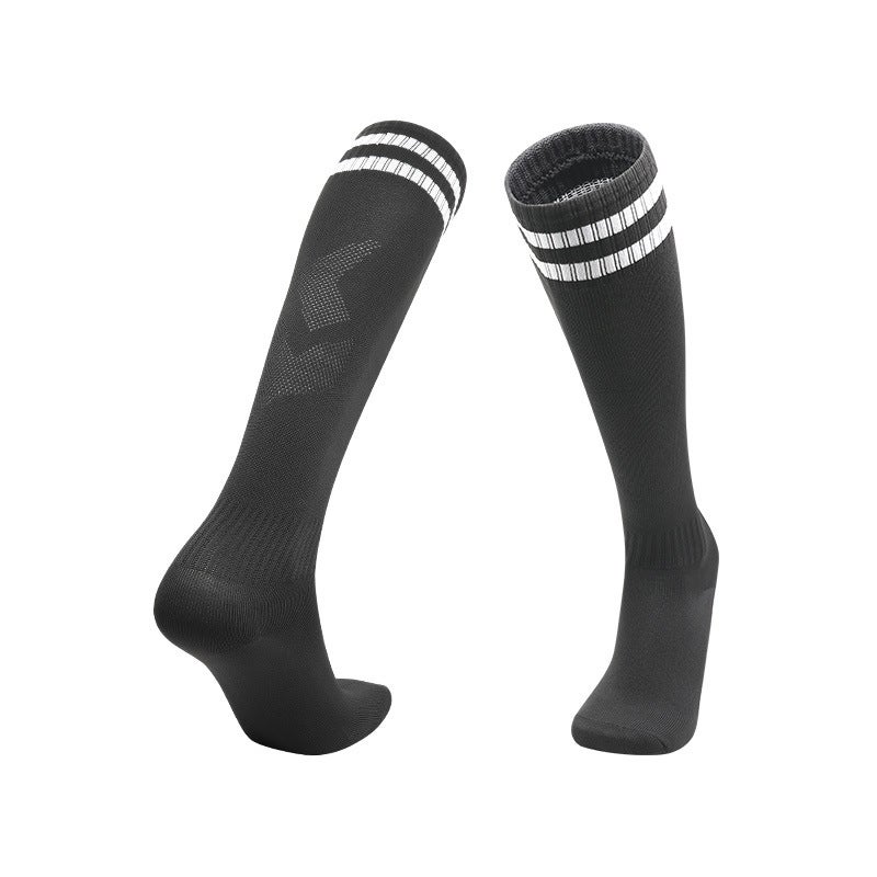 Adult Thin Striped Football Socks High Tube Sports Black and white 