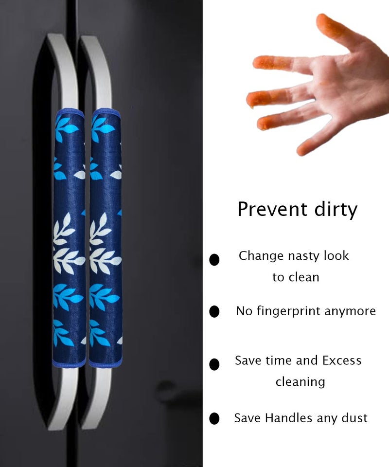 KANUSHI Industries® Fridge Covers/Refrigerator Cover + 2 Pc Handle Cover + 1 Pc Microwave/Oven Cover For Top (Color- Blue)(COPY-FRI+MICRO-BLUE-SMALL-LEVS+2 HANDLE) - Image 4