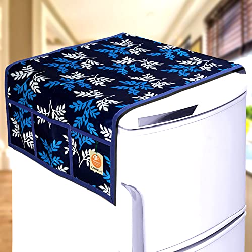 KANUSHI Industries® Fridge Covers/Refrigerator Cover + 2 Pc Handle Cover + 1 Pc Microwave/Oven Cover For Top (Color- Blue)(COPY-FRI+MICRO-BLUE-SMALL-LEVS+2 HANDLE) - Image 2