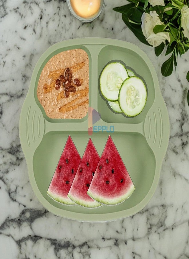 NAIDEV Unbreakable Silicone Baby and Toddler Plate,3 Divided Sections for Portion Control, Microwave & Dishwasher Safe,Non-Slip, Food-Grade Plate for Self-Feeding,Ideal for Baby-Led Weaning. - Image 3