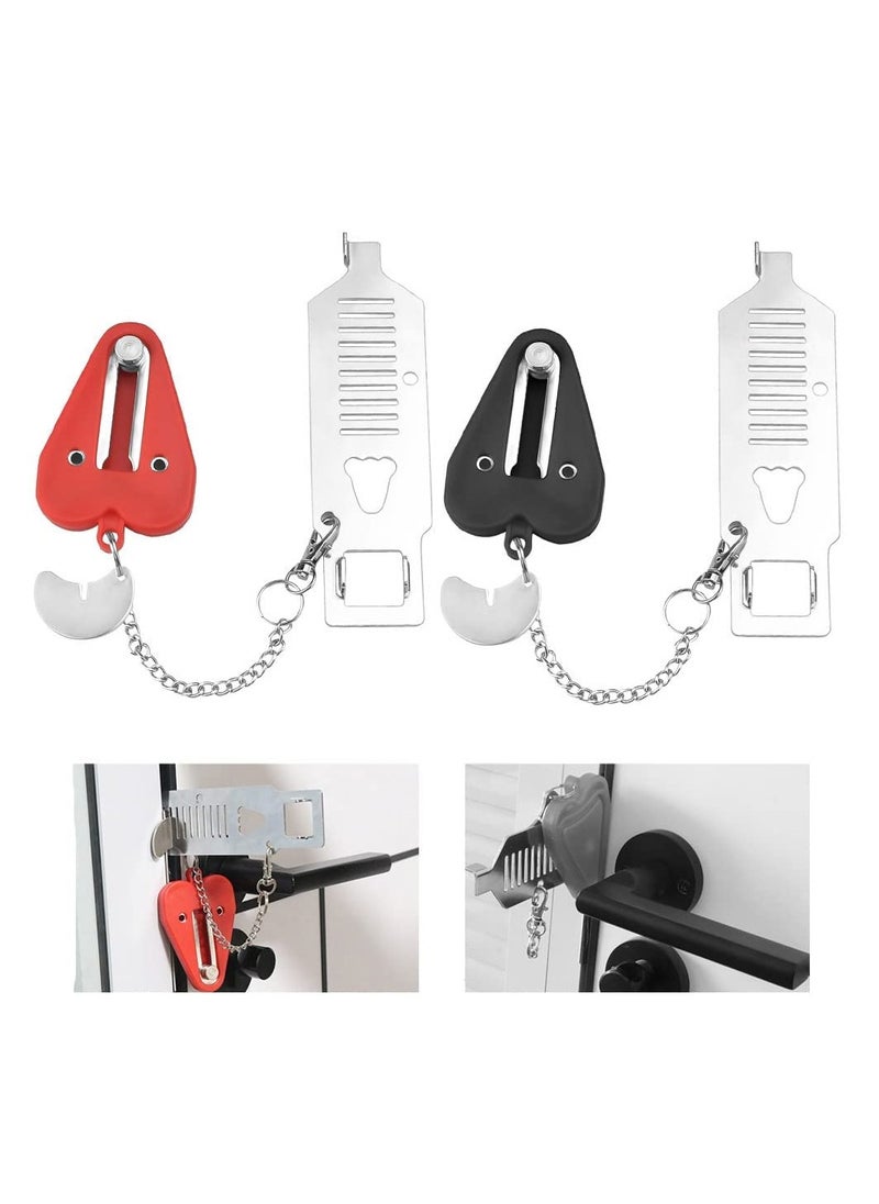 Generic - 2 Pack Portable Heavy Duty Door Lock for Extra Privacy & Security - Ideal for Home, Apartment, Travel & School - Prevent Unauthorized Entry (B) - Image 1