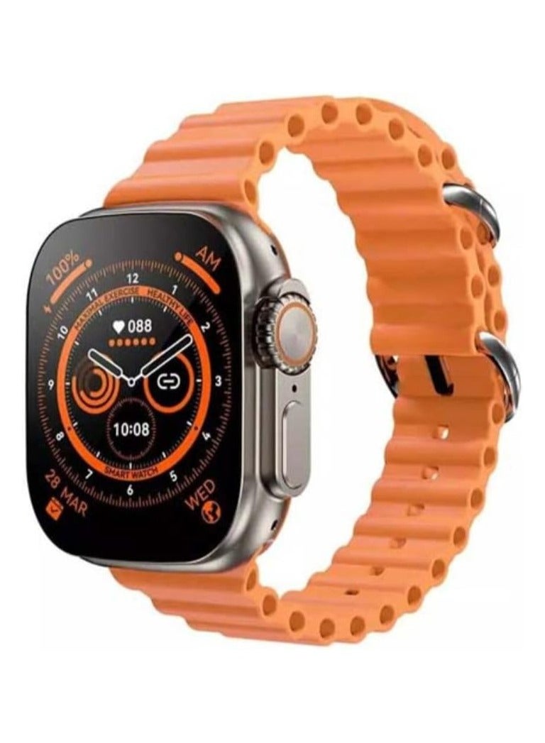 DUSALA HK9 ULTRA 2 Smart Watch 2.12 inch Smartwatch Fitness Running Watch Bluetooth Temperature Monitoring Pedometer Call Reminder Compatible with Android iOS Women Men Long Standby Hands-Free Calls (Orange)