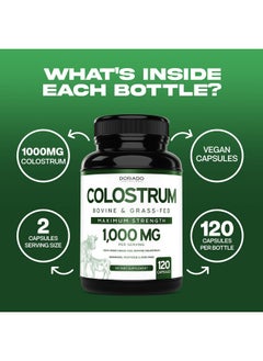 DORADO NUTRITION Colostrum Supplement (120 Count) 1000mg Per Serving (Bovine Colostrum Capsules from First Milking Only, Std. to Contain 20% IgG Immunoglobulins) - Grass Fed, No Fillers, Third Party Tested - USA Made  - Image 4