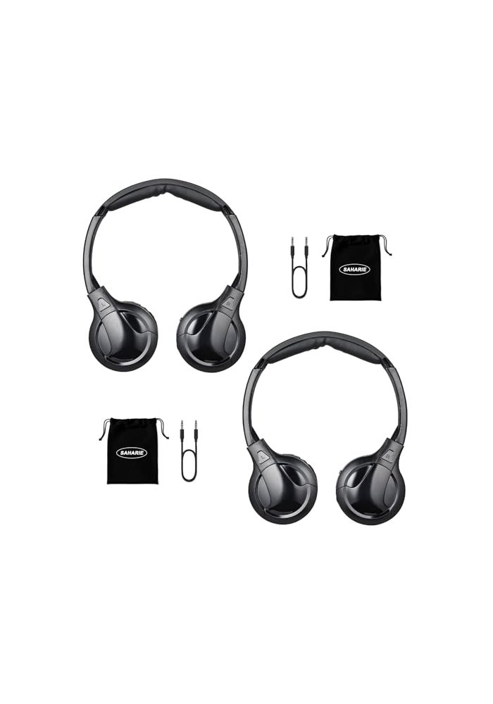 SAHARIE IR Headphones for Car DVD Universal Infrared Headphones 2 Channel Wireless for Honda Odyssey Rear Entertainment System 2 Pack - Image 1