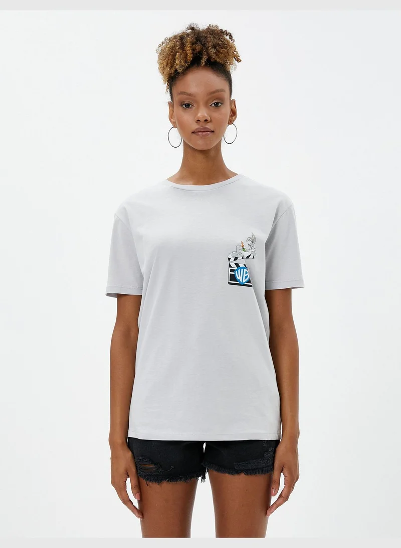 KOTON Short Sleeve Crew Neck Printed Licensed Bugs Bunny T-Shirt