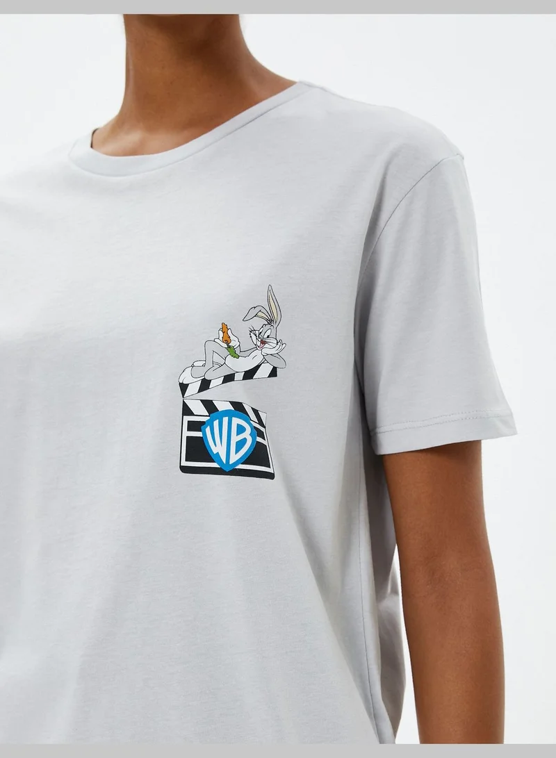 KOTON Short Sleeve Crew Neck Printed Licensed Bugs Bunny T-Shirt
