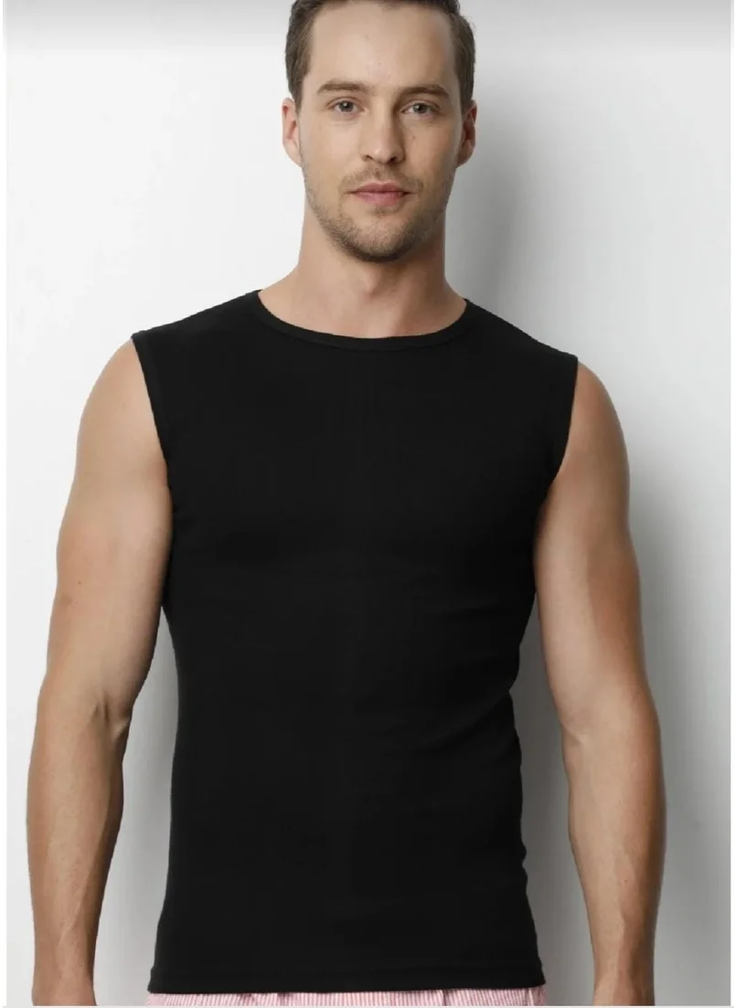 دونكس Lycra Cotton Rib 0 Sleeve Round Neck Men's Undershirt